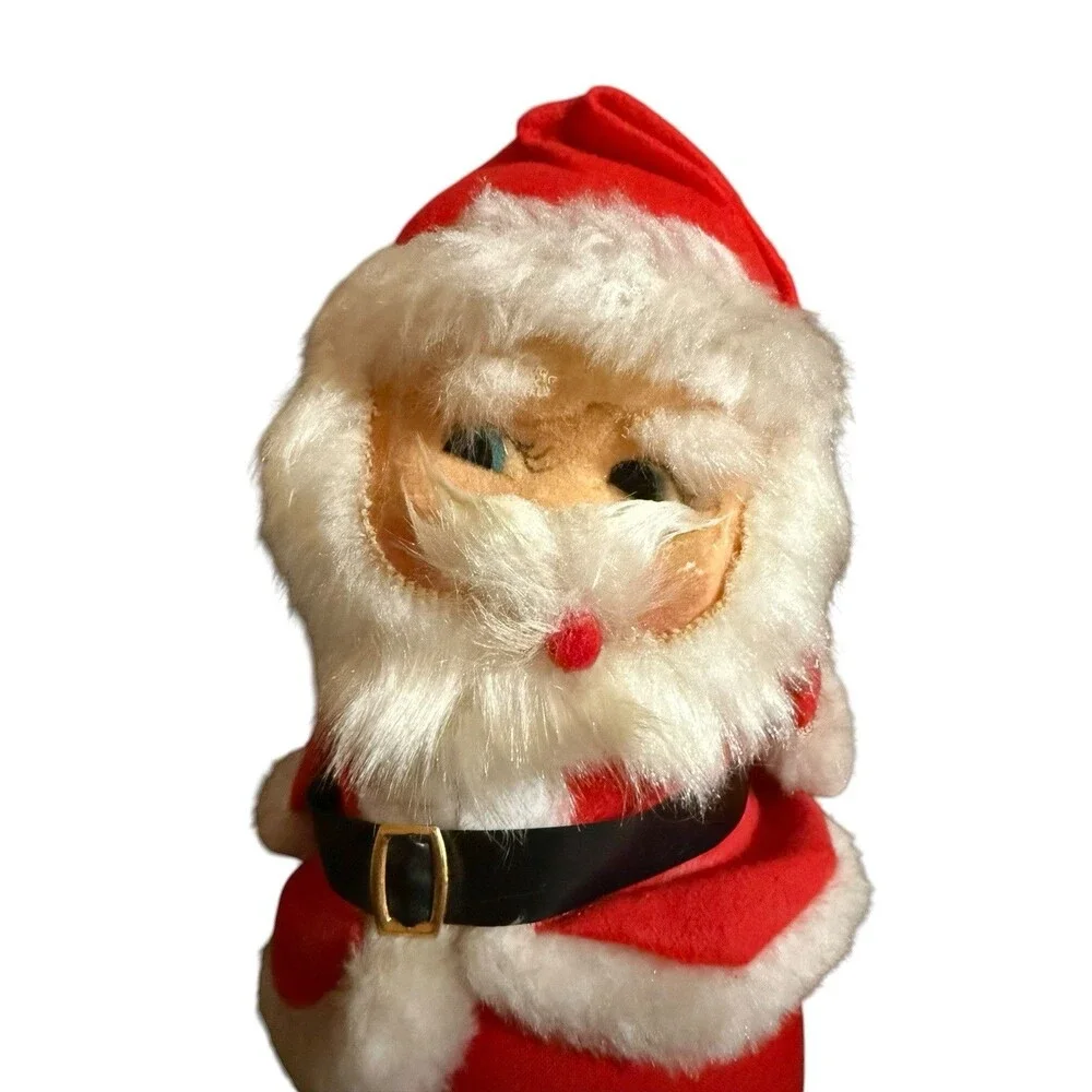 Vtg MCM Homemade Santa Claus Shelf Sitter Christmas Musical Windup One Of A Kind